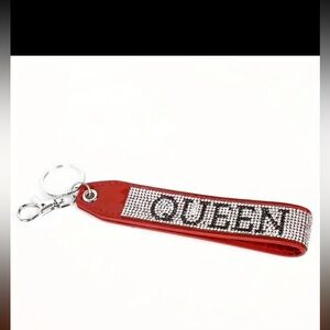 Keychain Queen Red Rhinestone Faux Leather Bling Purse Bag Backpack NWOT